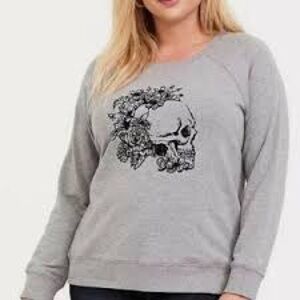 Torrid Gray Floral Skull Women's Sweater